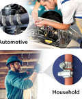 Adjustable Hose Clamps Set Three Quarters To One And A Half Inch Worm Gear Clamp Ten Pack Made Of 300 Grade Stainless Steel installed in automotive and household settings