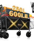 Heavy Duty Collapsible Wagon With Tailgate And Brake 600 Lbs Capacity All Terrain Beach Cart For Camping Garden Grocery