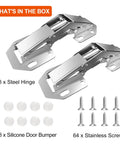 Frameless Cabinet Hidden Hinges 90 Degree No Fuss Quick Install 8 Pack with screws and bumpers