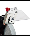 Adjustable work rest of Workhorse Bench Grinder With 200mm Sanding Disc And 400 Watt Motor for precise grinding.