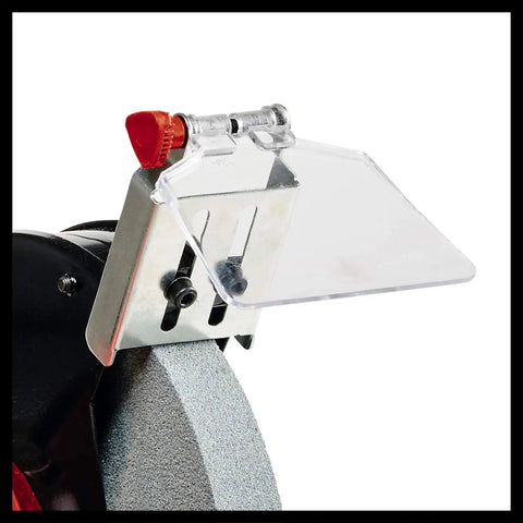 Adjustable work rest of Workhorse Bench Grinder With 200mm Sanding Disc And 400 Watt Motor for precise grinding.