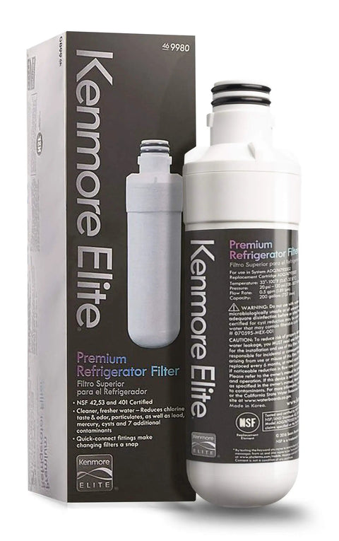 Water Filter 9980 For Bottom Freezer Refrigerators Reduces Lead And Metals, Chlorine Taste And Odor, VOCs, Pesticides And Pharmaceuticals