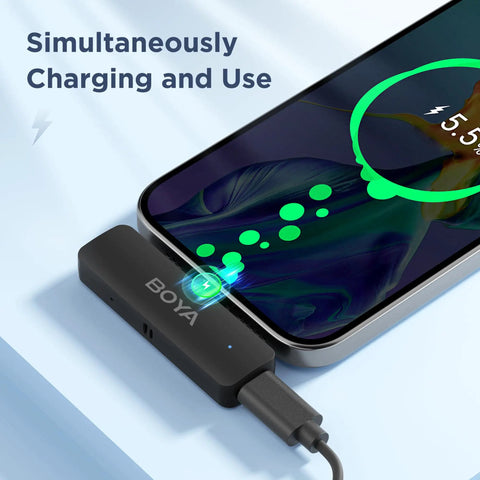 Wireless Lavalier Microphone For iPhone 15 16 17 And USB Type C With simultaneous charging feature and clear audio setup.