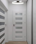 Chrome 17.5 Inch 1 Light Metal Semi Flush Mount Light With Integrated LED For Bathroom Ceiling in modern hallway.