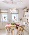 Cozy kitchen with Three Light Wood Bead Pendant Light With Boho Engraved Pattern Ring Fixture For Farmhouse Hallway Nursery Bedroom Bathroom Kitchen Ceiling Hanging Lighting That Brings Cozy Rustic Vibe And Modern Hallway Charm