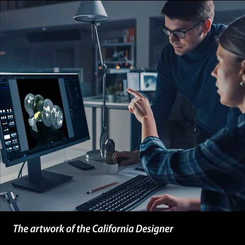 Designers reviewing 3D model of Crystal Privacy Door Knob With Lock For Bedroom And Bathroom on computer screen
