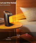 Compact Ceramic Space Heater With Adjustable Thermostat And Overheat Protection, Ultra Portable Cozy Office And Kitchen Warmer on table