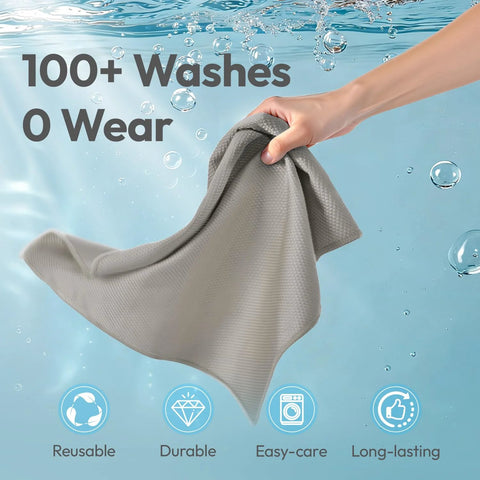 Tekswip 6-pack gray 12x12 inch glass microfiber cleaning cloths for glass, windows, car, kitchen