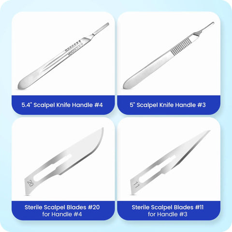 Pro Grade Dissection Kit For Biology Lab And Anatomy Studies With Stainless Steel Scalpel Handle And Blades 38 Piece Set Ideal For Medical And Vet Students Portable Lab Gear For Home Classroom Or Travel; 5.4 and 5 inch handles, #20 and #11 blades