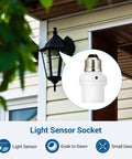 Automatic Dusk To Dawn Light Socket With Sensor, E26 E27 Lamp Socket For Fixtures, White, 6 Pack, on house exterior wall
