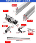 Soft Close Concealed Sliding Barn Door Hardware Kit With Aluminum Bypass Track For Pocket Doors components and dimensions