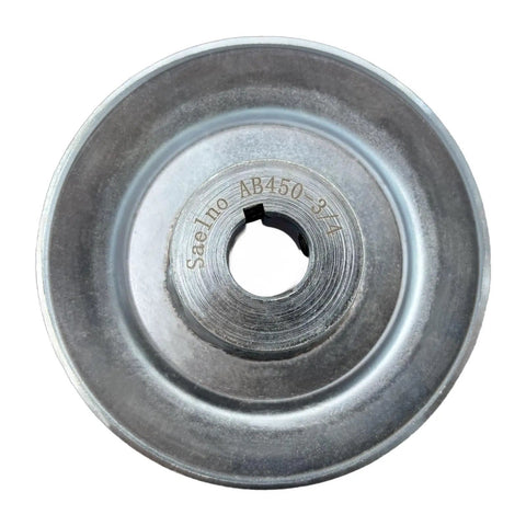 Single Groove Web Sheave V Belt Pulley For Three Quarter Inch Bore And Four Point Five Inch OD Heavy Duty Motor Pulley Carbon Steel 1020 Zinc Plated Fits A B 5L 4L AX BX Belts Includes Two Screws And Wrench