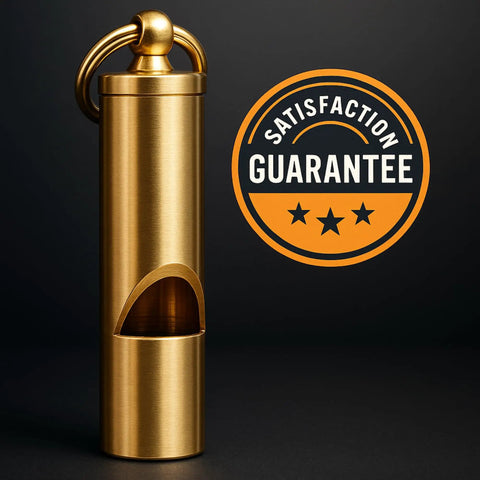 Beefy Two Inch Survival Whistle Delivers 125 Decibels Of Ultra Loud Emergency Alerts One Piece Brass Body with satisfaction guarantee logo
