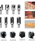 Badass Eight Piece Wood Plug Cutter Drill Bit Set Forged From Rock Solid High Carbon Steel With Killer Edge Retention includes various sizes.