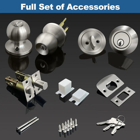 Keyed Alike Exterior Door Knob And Deadbolt Combo Set For Entrance And Front Door, Satin Nickel Finish, Easy DIY Installation
