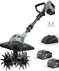 Powerful Cordless Garden Tiller Cultivator with 20V Battery No Gas 360RPM Electric Rototiller and Twin 4Ah Packs