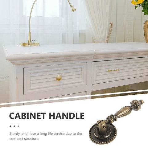 Vintage Cabinet Knobs With Sturdy Heavy Duty Drawer Pulls For Dressers And Interior Doors Hella Durable Hardware For An Instant Room Glow Up Easy Mount Two Pack on a white dresser.