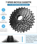 7 Speed Bike Cassette 11-28T Sprocket For Mountain And Folding Bikes Aluminum Alloy Construction