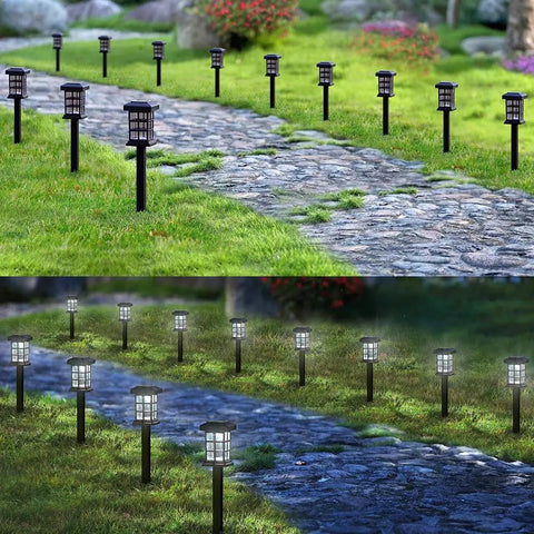 Solar Pathway Lights Outdoor LED Solar Powered Garden Lights For Lawn Patio Yard Walkway And Driveway 12 Pack IP44 Weatherproof Auto On At Night
