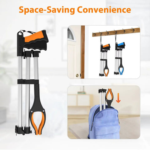 2-Pack 43-Inch Extra Long Grabber Reacher Tool With Foldable Design, 360-Degree Rotating Jaw, Magnetic Claw, 4-Inch Wide Grabber, Heavy-Duty Trash Picker For Seniors And Mobility Aids