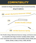 Throttle Linkage And Mechanical Governor Linkage And Governor Spring 3 Piece Set For Briggs And Stratton Engine Control Assemblies 691840 691841 691842 31P777 0299 E1 Replacement Kit, three metal parts