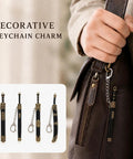 Ancient Sword Letter Opener Set with Sheaths 4 Piece, mini sword keychains on leather bag, showing decorative design and detail