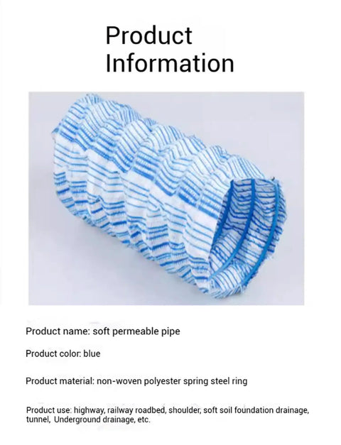Perforated French Drain Pipe 2 Inch For Garden Yard Lawn Landscaping With Corrugated Design, Nonwoven Filter, Side View