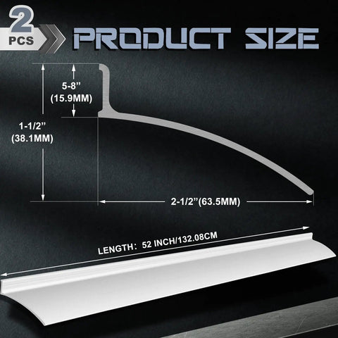 Dimensions of Two Pack 52 Inch Aluminum Door Rain Drip Cap Guard For Exterior Overhead Drip Edge Flashing Weather Stripping