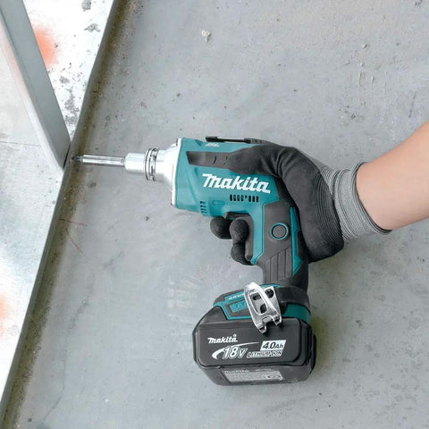 18V LXT Brushless Cordless Drywall Screwdriver Bare Tool With Push Drive Technology shown in use on metal framing.