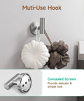 Brushed Nickel 4 Piece Bathroom Accessories Set, Wall Mounted, Robe Hook with sponges, Durable SUS304 Stainless Steel Bath Hardware