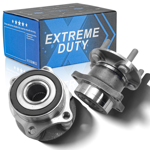 Two Piece Rear Wheel Bearing And Hub Assembly 5 Lug Set Fits Scion FR S Toyota 86 GR86 Subaru Outback Forester Impreza Legacy Crosstrek WRX 2008-2020 Replacement product image showing silver bearings and box.