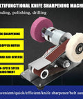 Pro Grade Mini Belt Sander Knife Sharpener With Seven Speed Settings To Nail Diy Woodworking Metal Grinding And Jewelry Polish, showcasing all-copper motor and sanding components.