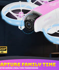 Close-up of Compact Mini Drone With Built In Two Point Four Inch Screen Remote No App Needed 720P Dual Camera And Real Time Live Video Optical Flow Hover One Key Takeoff And Landing 360 Degree Stunts Two Batteries Easy Beginner Drone For Grownups with camera lens.
