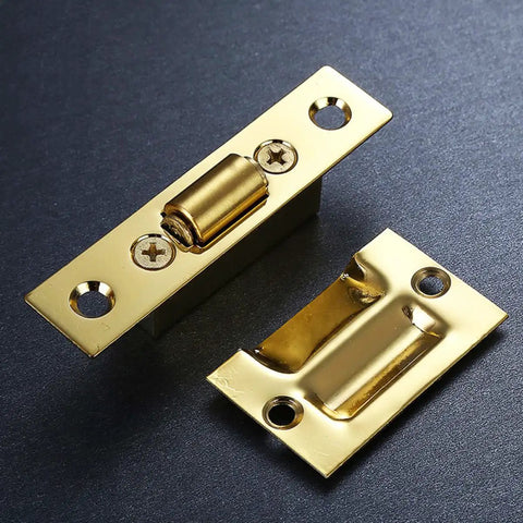 Adjustable Stainless Steel Cabinet Door Latch And Ball Catch Durable Rustproof Pocket Door Hardware with brass finish.