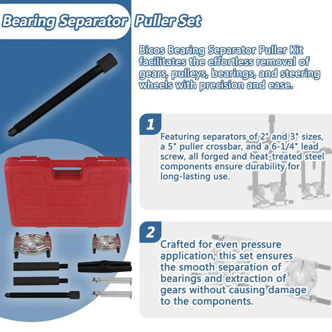Fourteen Piece Bearing Puller Set With Bearing Separator 2 In And 3 In Splitters For No Fuss Removal Of Bearings Pulleys Gears Overview