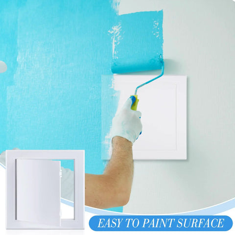 2 Pack 8 By 8 Inch White Pvc Plumbing Access Panel For Drywall With Slick Hinged Door No Fuss Setup Smooth Flush Fit Heavy Duty Removable Wall Hole Cover Contractors Swear By This being painted blue.