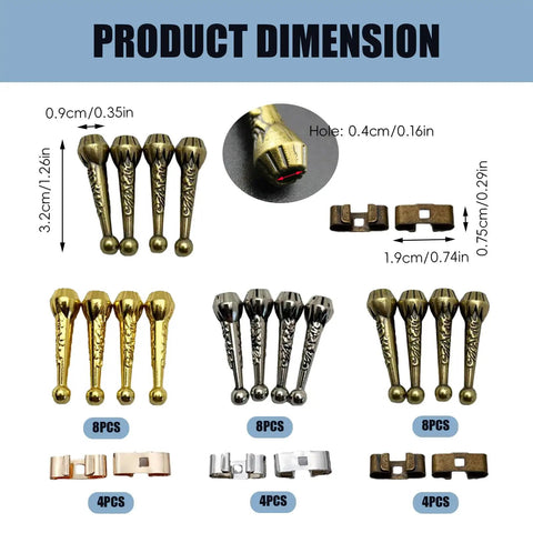 Bolo Tie Making Kit With 24 Cord End Findings And 12 Slide Clasps In Gold Silver Bronze Three Color Set DIY End Caps Dimensions