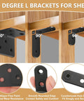 Heavy Duty L Brackets For Shelves 107 Piece Value Set with rustproof metal supports shown installed on wood furniture.