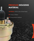 Street Proven Universal Vacuum Power Brake Booster For Hot Rods And Muscle Cars With Dual Diaphragm 7 Inch metallic housing with rubber boot detail.