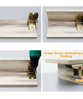 Badass Self Locking Folding Hinges, Slick 0-90 Degree Leg Support Brackets, Top Tier Galvanized Steel Foldable Locking Hardware With Anti Rust Coating For Tables Beds And Workbenches 8 Pack, showcasing installation process.