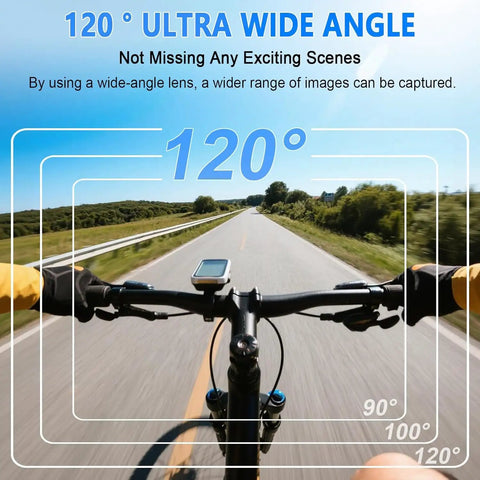 View from handlebars showcasing Ultra Compact 1080P Body Camera With 512GB Built In Storage Hands Free Vlogging 360 Degree Rotating Clip Magnetic Clip Wearable Action Cam For Travel And Motorcycle SD Card Not Included