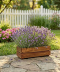Premium Acacia Wood Planter Box With Crate Style Design Built To Last, Go To Garden Must Have For Flowers Decor And Storage displayed outdoors
