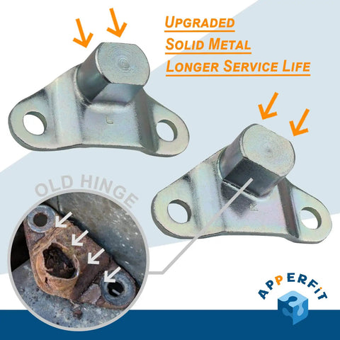 Heavy Duty Tailgate Hinge Kit With Bolts For Rear Gate Door showing upgraded solid metal hinges for Chevy Silverado and GMC Sierra trucks.
