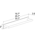 Technical diagram of 24 Inch Surface Towel Bar Polished Chrome Solid Brass Bathroom Organizer with measurements for install.