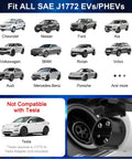 Portable Level 1 And 2 EV Charger With 25Ft Cable And J1772 Plug Compatibility Overview