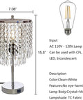 Crystal Table Lamp With Touch Control And USB Ports 3 Way Dimmable Glam Desk Light In Silver Finish For Bedroom Or Living Room