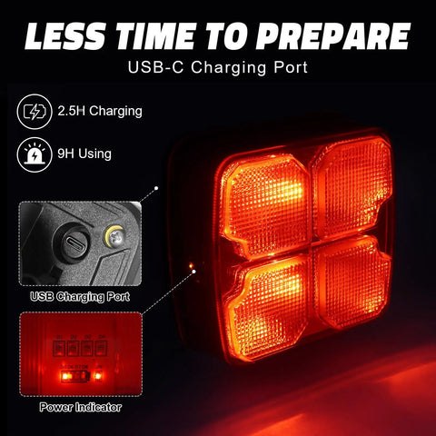 Wireless Trailer Lights Kit With Magnetic LED Tow Light Rechargeable Battery 7 Way To 4 Way Transmitter shown with USB-C charging port
