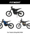 Six-Position Adjustable Bolt-On Footpeg Bracket For Talaria Sting MX3 MX4 Electric Dirt Bike Black Aluminum CNC Lightweight Durable Rest Bracket For Easy Mounting shown installed on bike