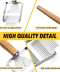 2-In-1 Beekeeping Uncapping Fork And Scraper Tool Stainless Steel With Wooden Handle, detail features and design elements