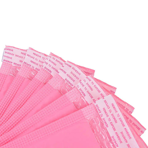 Pink Bubble Mailers 4x6 Inches 25 Pack Padded Self Seal Envelopes displayed with adhesive strips visible